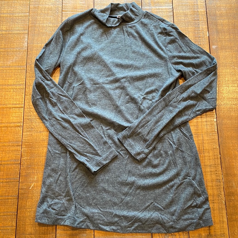 NWOT LOGO Lori Goldstein Gray Mock Neck Top XS